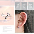 OMHXZJ Wholesale Sweet Cute Fashion Woman Girl Party Small Fresh Handmade Leaves Olive Branch 925 Sterling Silver Ear Clip YS446