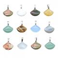 22x17mm Natural Stone Sector Shape Pendant Quartz Crystal Sector Charm Pendant for DIY Jewelry Making for Mother Day Anniversary