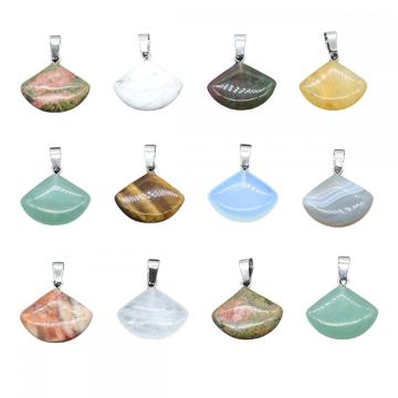 22x17mm Natural Stone Sector Shape Pendant Quartz Crystal Sector Charm Pendant for DIY Jewelry Making for Mother Day Anniversary