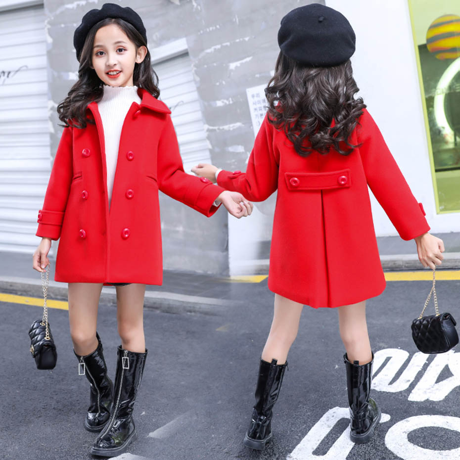 Girls jacket Outerwear Solid Color Coat For Girls Autumn Winter Children's Coat Outerwear Casual Style Kids Clothes Girl