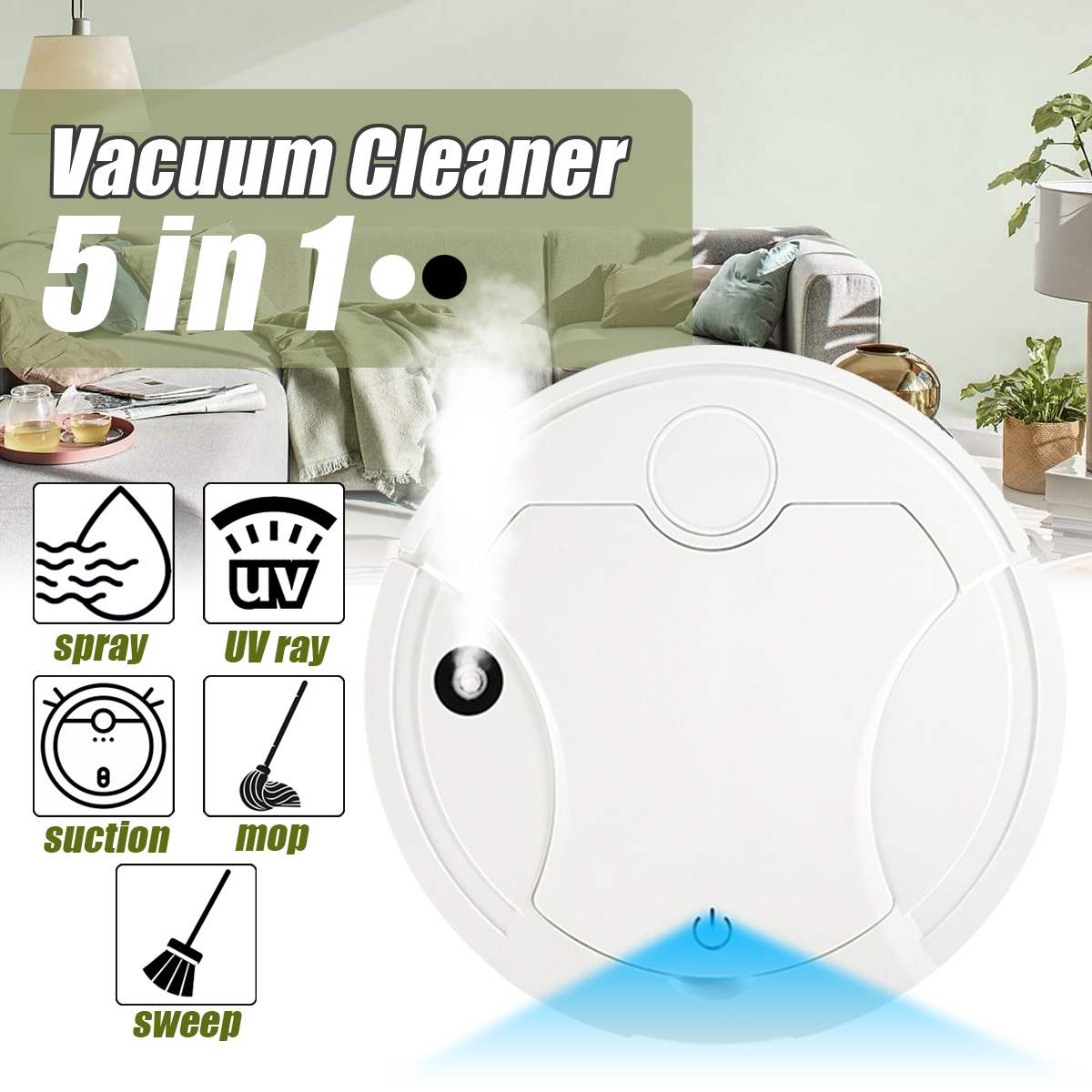 5 in 1 Multifunctional Smart Floor Cleaner Rechargeable Vacuum Cleaner Wet Mopping Cleaning Sweeper Automatic Smart Robot