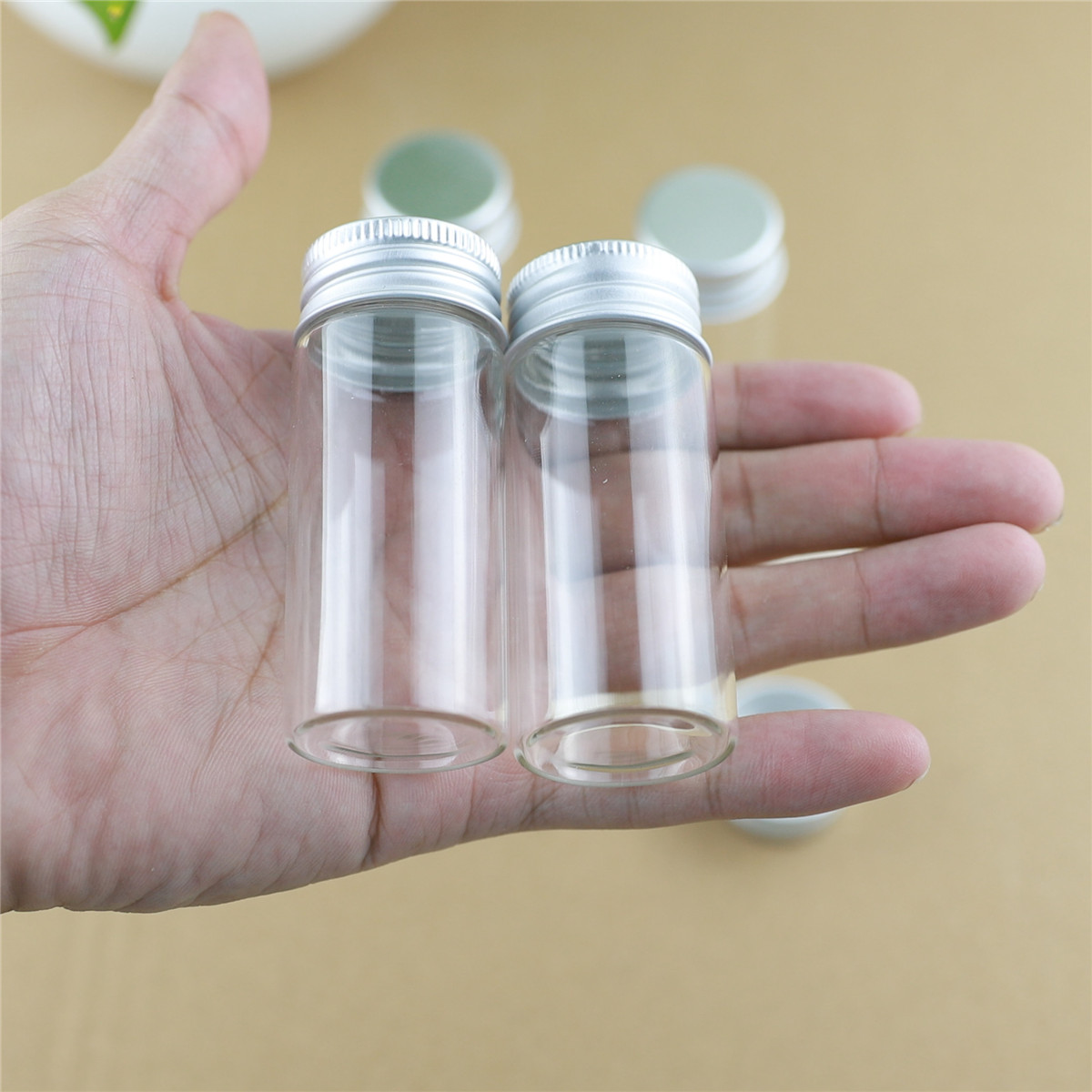 24PCS/lot 30*70mm 30ml Cute Small Glass Bottles Aluminum Caps Glass Tiny Jars Vials Transparent Glass Containers Perfume Bottles