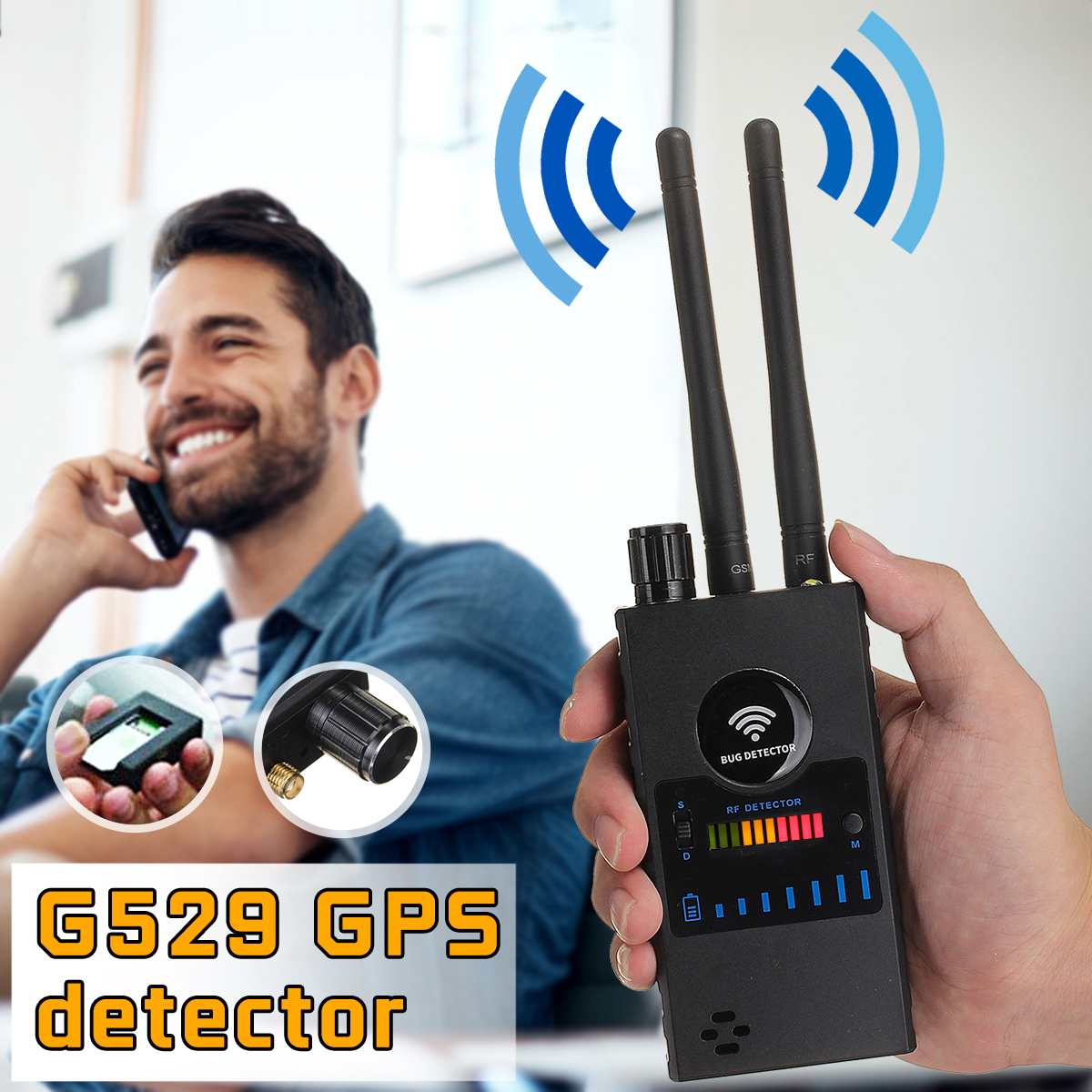 Wifi RF Signal Finder Anti Candid Camera Detector GPS Tracke GSM Wireless Device Scanner Anti Candid Camera Detector