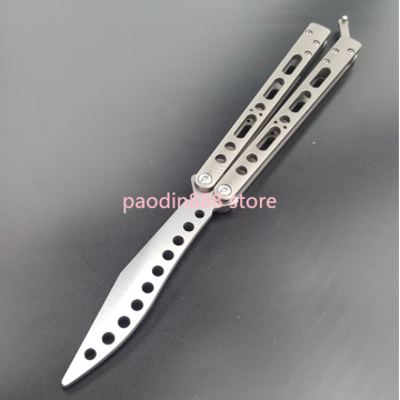 The One Butterfly Trainer Knife EX-10 Bushing System 440 Blade Titanium Handle Jilt Knife Not Sharp Hunting Free-swinging Knife