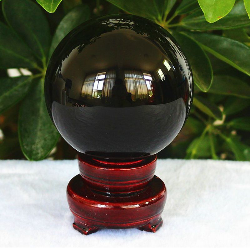 40mm/50mm Crystal Ball Asian Rare Black Obsidian Sphere Crystal Ball Healing Stone Decor Feng Shui Natural Quartz Sphere Healing