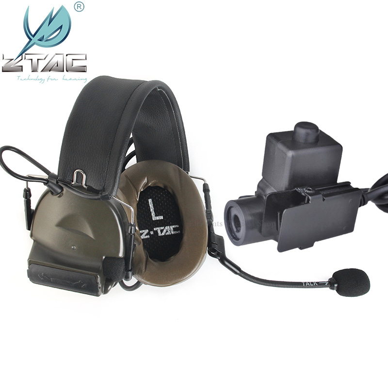 Z-TAC Tactical Shooting Headphones 6th Circuit Board 2020 Ver 2 Modes U94 Midland PTT Tactical Headset For Walkie-talkie Softair