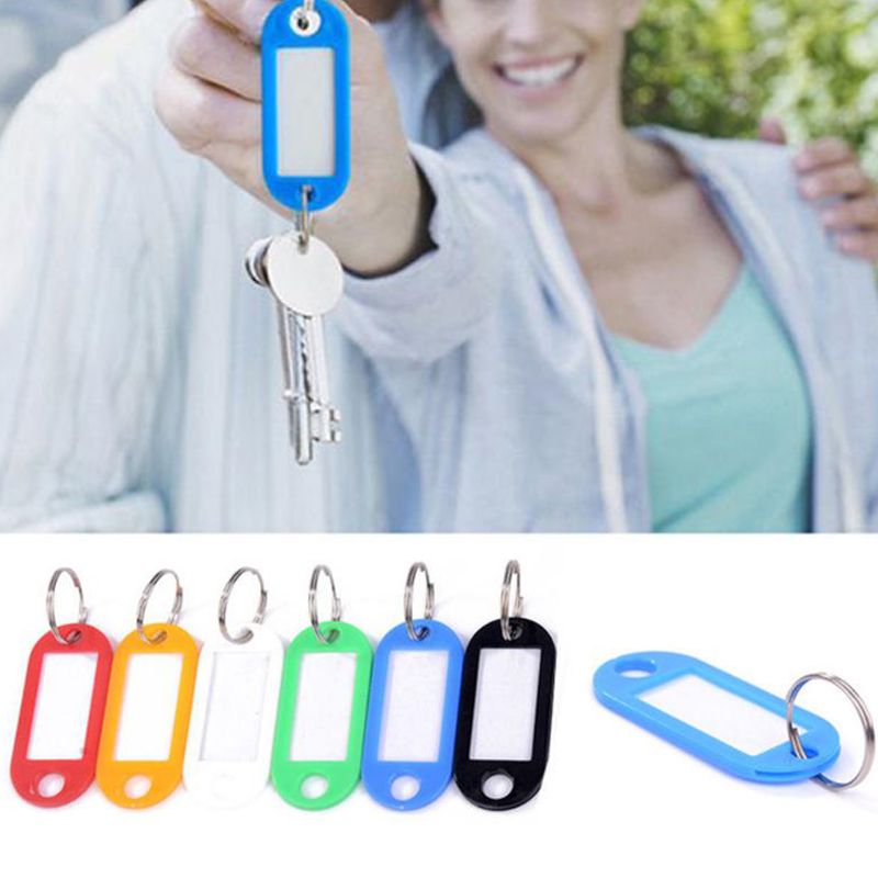 10Pcs Plastic Keychain Blank Key Ring DIY Name Tags For Baggage Paper Insert Luggage Tags Mix Color Key Chain Accessories
