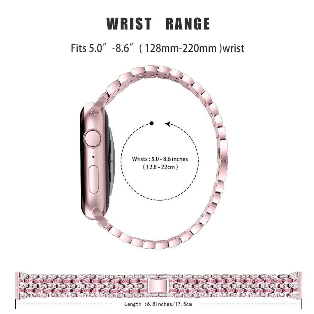 Diamond Bling Steel Bracelet for Apple Watch 6 Band Series SE/5/4/3/2 Fresh Elegant Women Strap for iWatch 44/40mm 42/38mm Belt