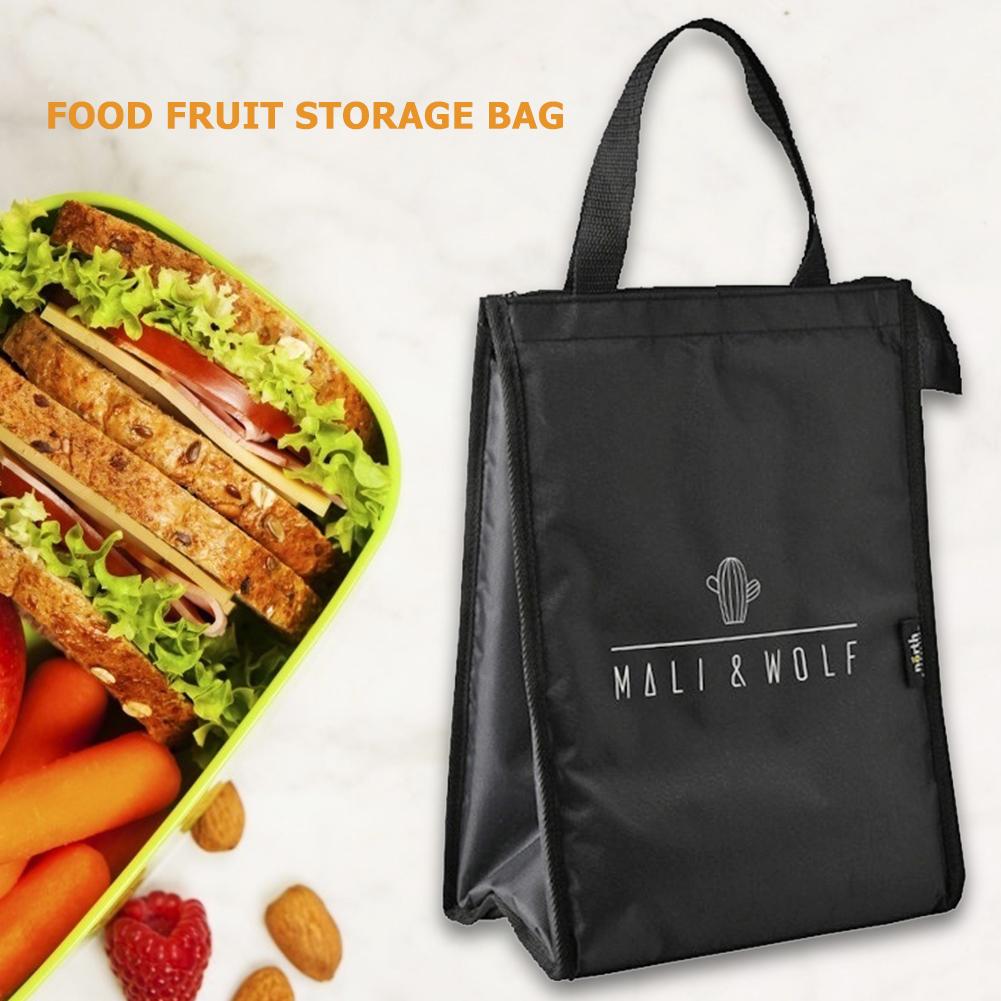 2021 New Black Thermal Family Lunch Bag Picnic School Cold Insulation Bento Pouch Travel Food Fruit Organizer Oxford Holder Bag