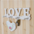 Wooden LOVE Hanger 4 Hooks On The Wall Bathroom Door Hanger Hooks For Key Clothes Bag Holder