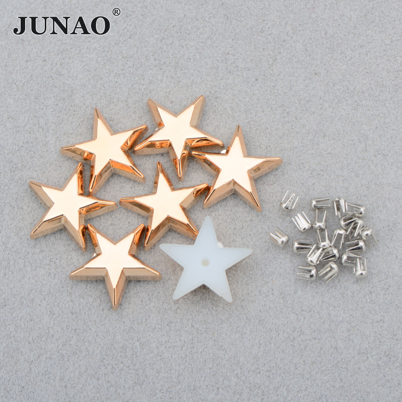 JUNAO 8mm Clear Glass Claw Rhinestone With Nail Silver Gold Strass Applique Flatback Crystal Stone For Hand Press Machine Tools