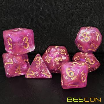 Bescon Dense-Core Polyhedral Dice Set of Violet, RPG 7-dice Set in Brick Box Packing