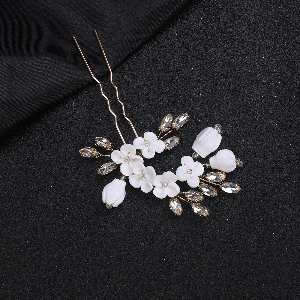 Wedding Headdress Silver Rose gold Rhinestone Hair Accessories Elegant Women Ornaments Flower Hair Pin Bridal Headwear