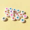New Acrylic Star Beads 4*7mm 3600pcs/Lot White with Colorful Stars Printing Lucite Plastic jewelry Loose Spacer Bracelet Beads