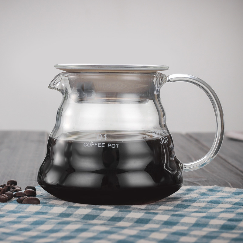 360ml 600ml 800ml V60 Pour Over Glass Range Coffee Server Carafe Drip Coffee Pot Coffee Kettle Brewer Barista Percolator Clear