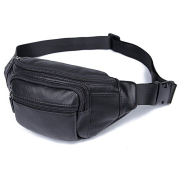 Fashion Cowhide Leather Waist Packs Men Belt Phone Pouch Bag Men's Travel Waist Bag Black Daily Fanny Pack Male Shoulder Bag