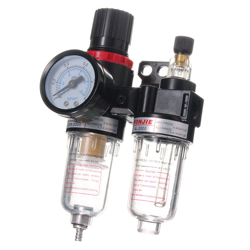G1/4" In line Air Compressor Filter Regulator Gauge Trap oil/Water Filter Air Separator Pressure Regulator Airbrush Compressor