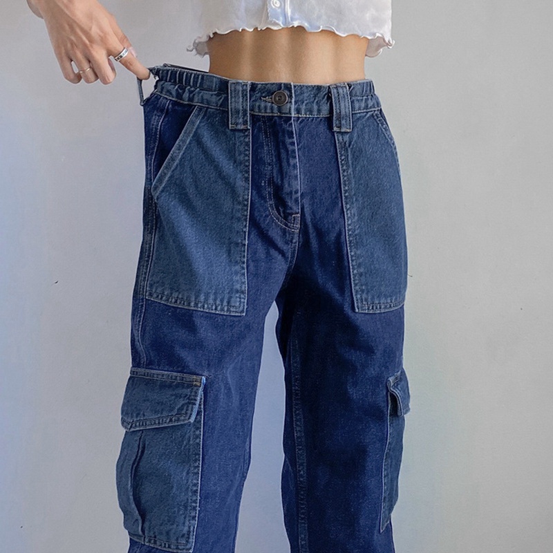 NIBESSER Retro Woman Jeans Causal Loose Baggy High Waist Skinny Pocket Denim Cargo Pants Y2K Wide Leg Jeans Mujer Pantalone