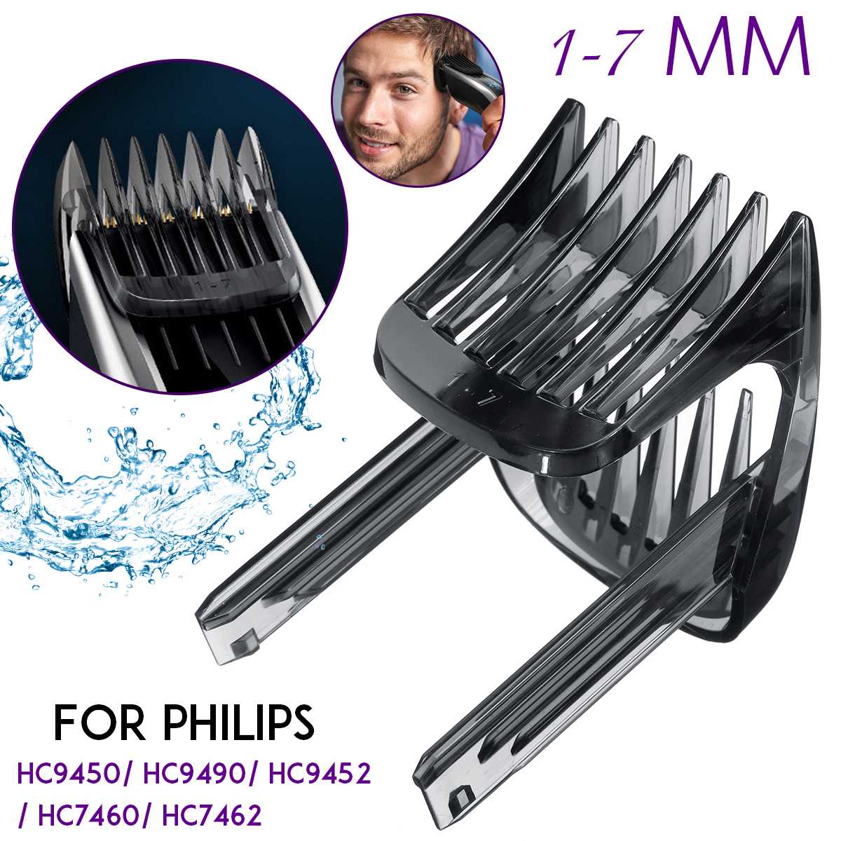 1pcs Hair Clipper Comb for Philips HC9450 HC9490 HC9452 HC7460 HC7462 Hair Trimmer 1-7mm Replacement Comb