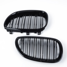 1 Pair Gloss Black Front Kidney Grill Double Slat Double Line Grille for BMW E60 E61 5 Series 2003-2010 Car Accessories Coupe