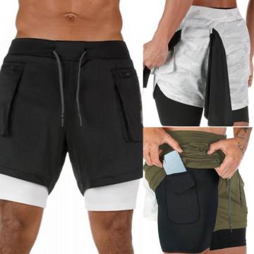 NEW Sports Shorts Men's Running Shorts Mens 2 in 1 Male double-deck Quick Drying Sports men Shorts Jogging Gym Shorts for men