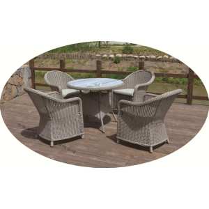 Outdoor Round Table and Rattan Chairs Set