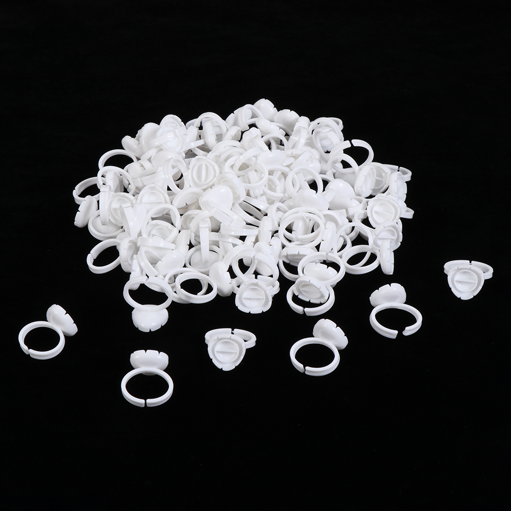 100PCS Disposable V Shape Glue Rings Eyelashes Extension Finger Holder Easy to Make Volume Fans Nail Art Adhesibve Holder