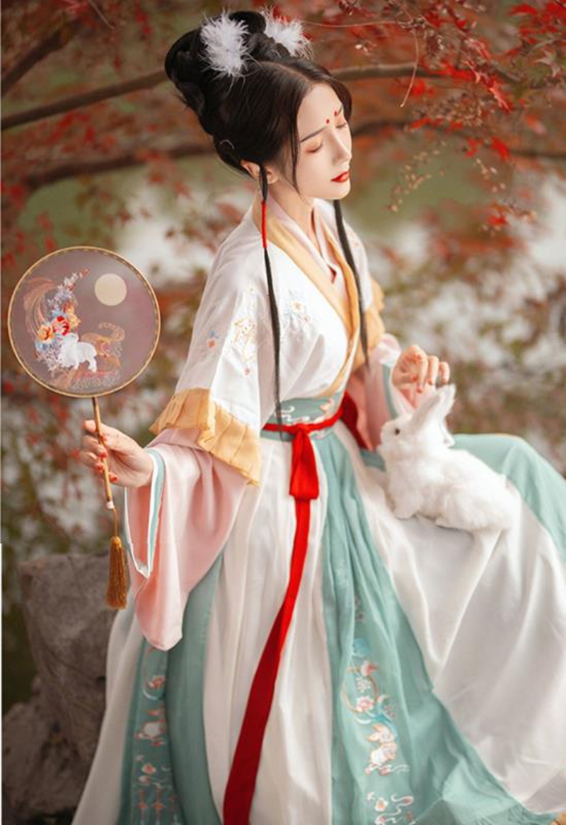 Tutu language Hanfu female summer Jin waist-waisted collar broken skirt Hanfu cosplay clothing student daily chinese hanfu girls