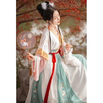 Tutu language Hanfu female summer Jin waist-waisted collar broken skirt Hanfu cosplay clothing student daily chinese hanfu girls