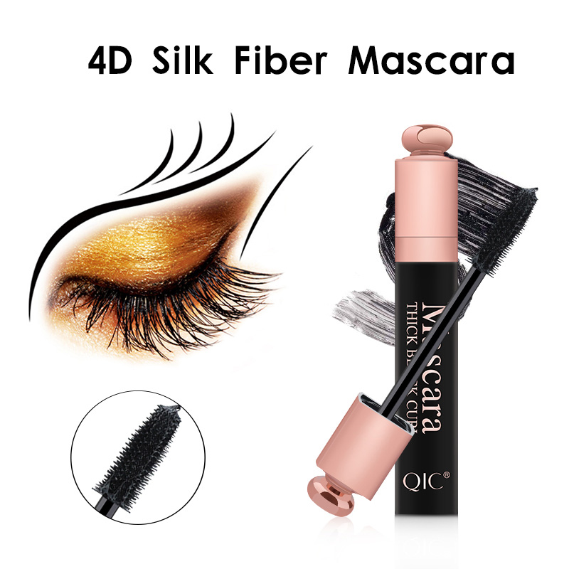 4D Silk Fiber Mascara extra volume waterproof Curly Smudge-Proof Lengthening Encryption Glossy Black Washable with Warm Water