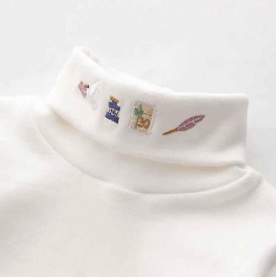 Embroidered Girls Blouses Autum Brushed White Shirt Children LongSleeved Blouse Thicken Clothing Baby Cotton Tops Winter Clothes