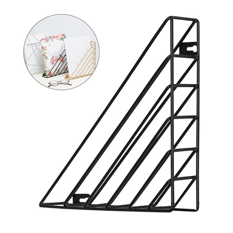 Metal Triangle Wall Shelf Wall Mounted Wall Decoration Magazine Book Storage Rack Crafts Display Stand Wall Shelves Home Decor
