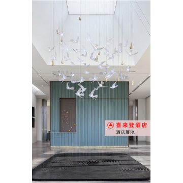 Sales department sand table creative chandelier seagull bird shape headlight hotel lobby reception desk acrylic art lighting