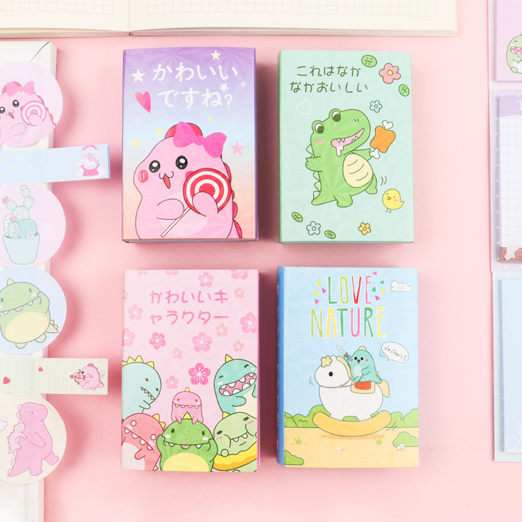 New Pattern Happy Dinosaur Monster 6 Folding Memo Pad N Times Sticky Notes Memo Notepad Bookmark Gift Stationery