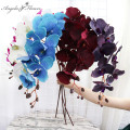 8 Heads Big Orchid Artificial Flower Branch Phalaenopsis Butterfly Black Burgundy Colorful Wedding Home Decor Potted Wholesalers