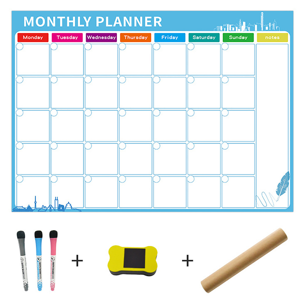 DIY Magnetic Refrigerator Sticker Calendar Schedules Monthly Weekly Planner Whiteboard Eraser Reusable Markers Message Board
