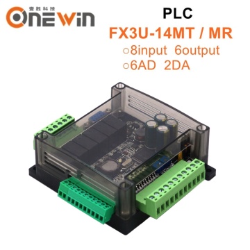 FX3U-14MR FX3U-14MT PLC industrial control board 8 Input 6 Output 6AD 2DA and RS485 RTC Compatible with FX1N and FX2N