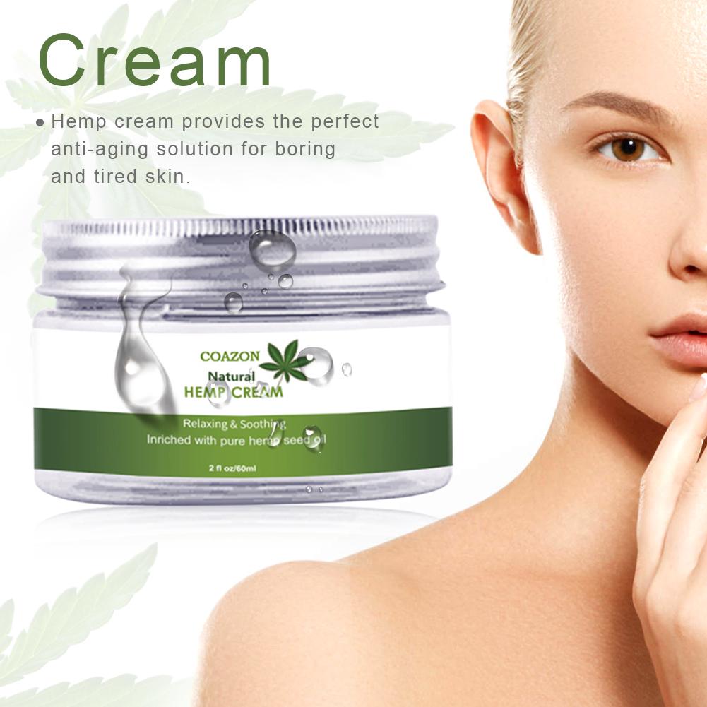 60ML Natural Hemp Face Cream Hemp Oil Cream Moisturizing Hyaluronic Acid Anti Wrinkle Nourishing Collagen Essence Skin Care