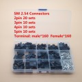 50sets sm connector 2.54mm 2p 3p 4pin 5 pin connector with housing pin header male female terminal wire connector