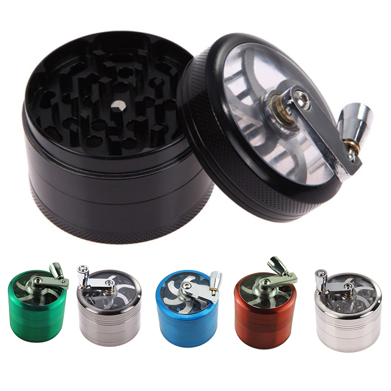 4-layer Aluminum Herbal Herb Tobacco Grinder Smoke Grinders Smoke Crusher Hand Crank Muller Smoking Accessories #6