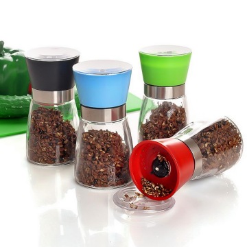 1pc Pepper Grinder Mill Plastic Glass Salt Herb Spice Hand Manual Pepper Mill Cooking BBQ Seasoning Mills Kitchen Tools