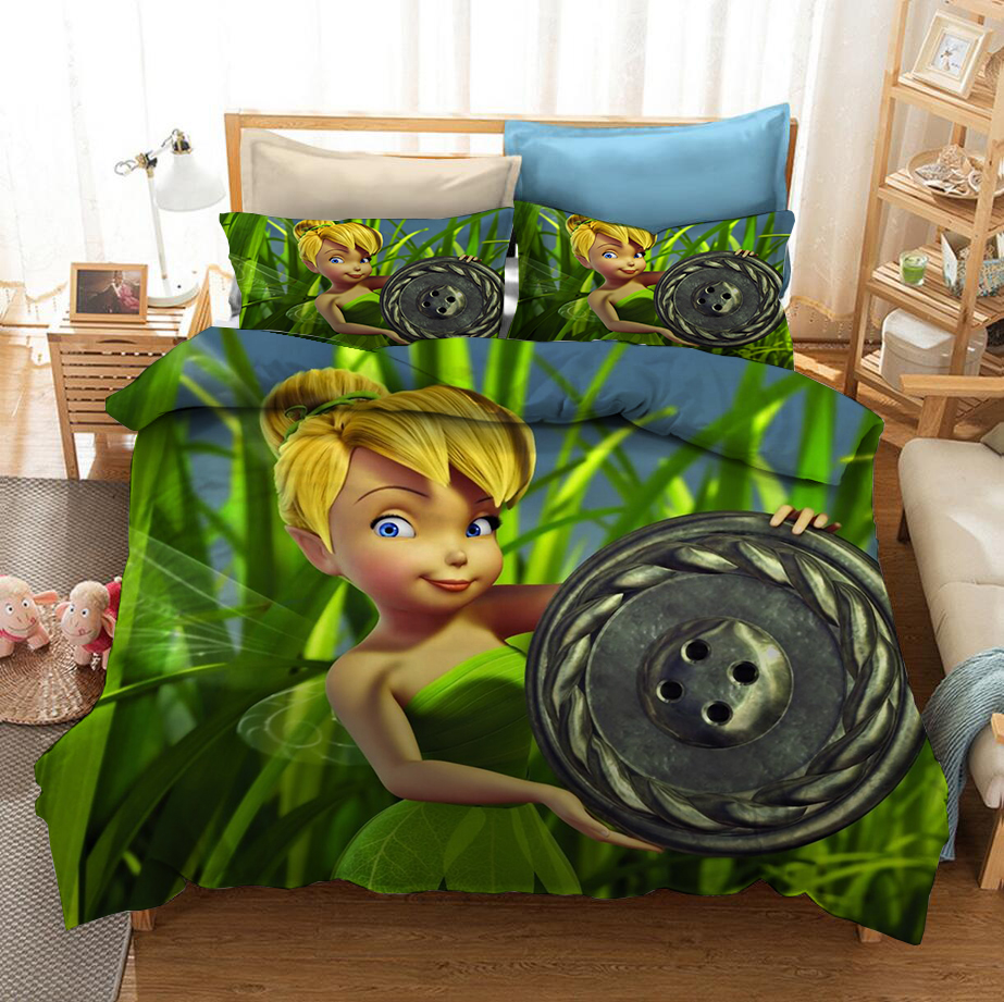 Disney Tinker Bell Fairy of the Wings Bedding Sets Duvet Cover and Pillowcase Full Size Bed Set Comforter Set for Home Decor