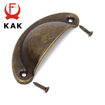 KAK 20PCS Retro Metal Kitchen Drawer Cabinet Door Handle And Furniture Knobs Hardware Cupboard Antique Brass Shell Pull Handles