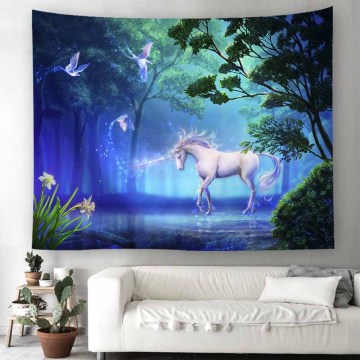 Fantastic Unicorn Tapestry Wall Hanging Home Decor For Kids Bedroom Cartoon Wall Carpet Mandala Decorative Psychedelic Tapestry