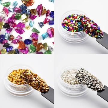 1 Pot Irregular Gravel Crushed Stone DIY Tips 3D Manicure Nail Art Decoration Nail Rhinestones Stones Mixed Colorful DIY Decals