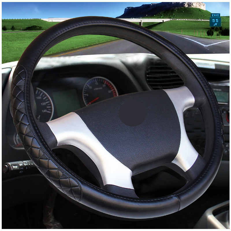 PU Leather Auto Steering Wheel Cover Bus Truck Car For Diameters 36 38 40 42 45 47 50 CM 3D Non-slip Wear-resistant Car Styling