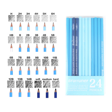 Brutfuner 24Pcs 6H to14B Soft Sketching Pencil Hard Medium Soft Charcoal Pencils Drawing Pencils Set School Standard Pencils