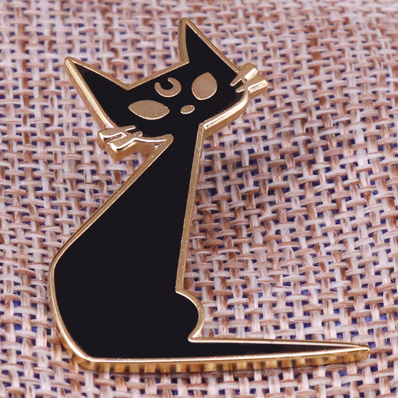 Black cat Luna brooch cute celestial badge Sailor Moon inspired anime pins magical guardian jewelry gift women accessory