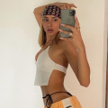 2020 Fashion Trend Women's Halter Crop Top Sexy V Neck Sleeveless Solid Color Chain Strap Backless Camisole Vest Sun-tops