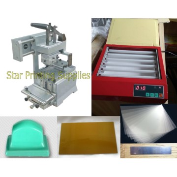 Manual Pad Printer Printing Machine + UV exposure polymer plate maker package with supplies